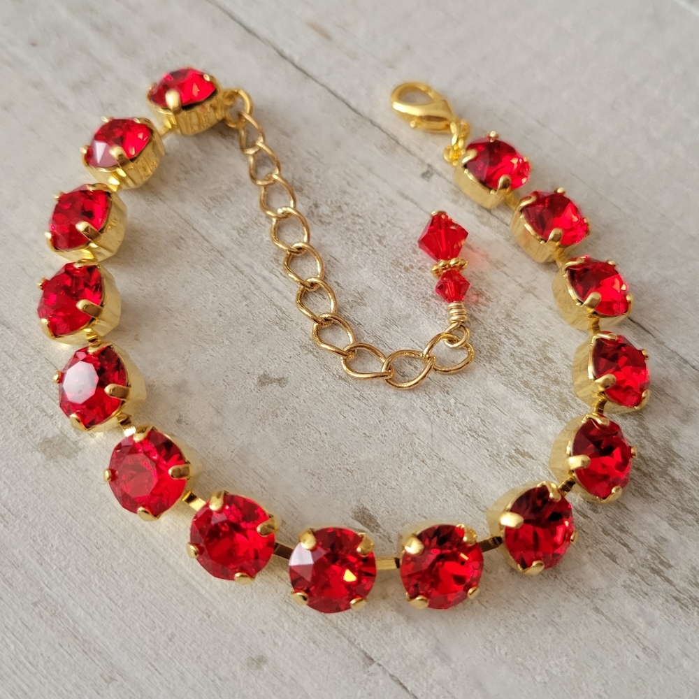 Austrian Crystal Tennis Bracelet in Yellow Gold